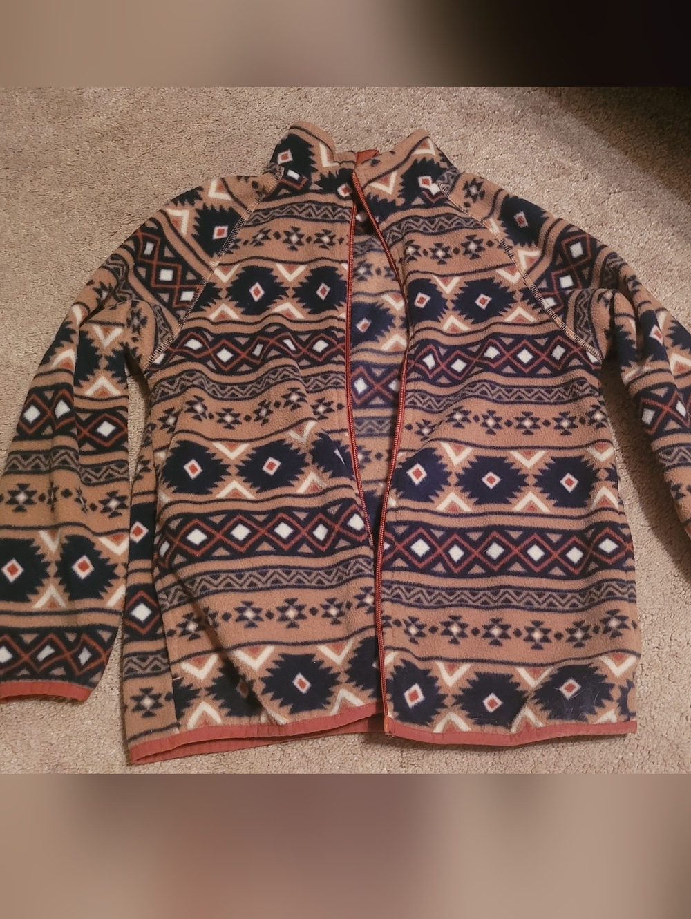 wonder nation Southwestern Fleece Jacket - Tan, Navy & Rust